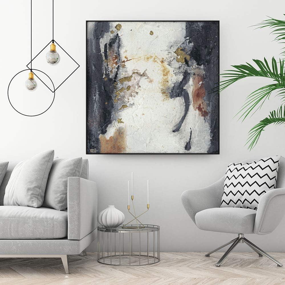 Neutral Abstract Canvas Print with Black Frame, 30 x 30 Inches