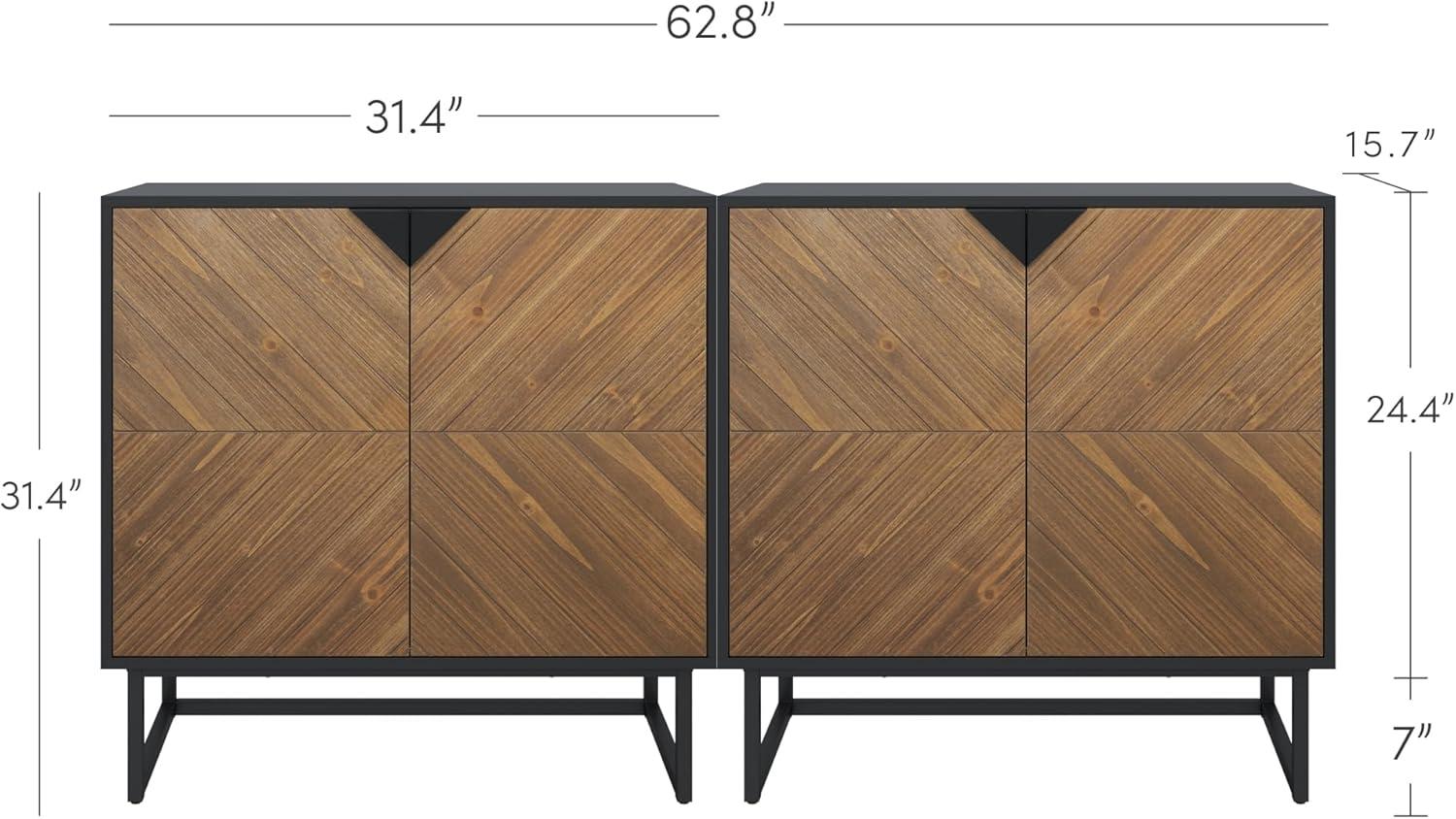 Nathan James Set of 2 Enloe Console Table with Wood Doors Black