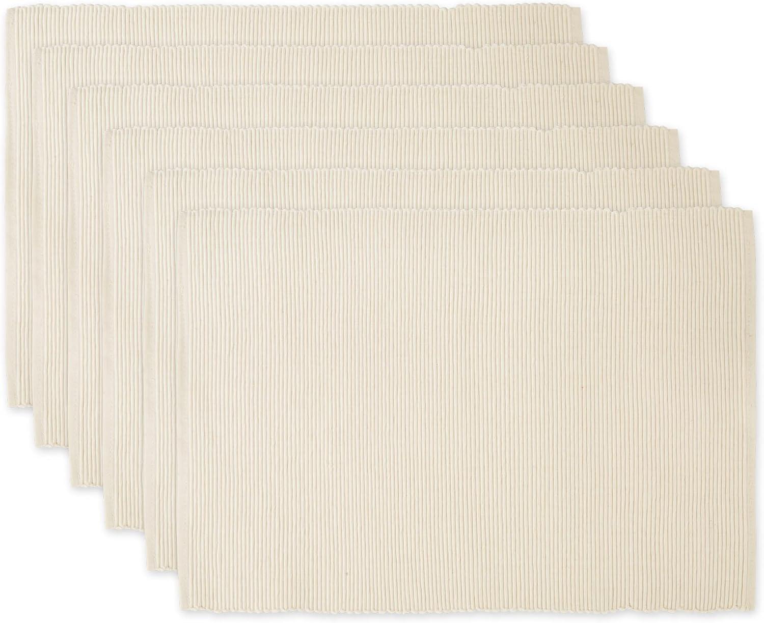 DII Ribbed Kitchen Placemat Set, Set of 6, 19"x13", 100% Cotton, Multiple Colors