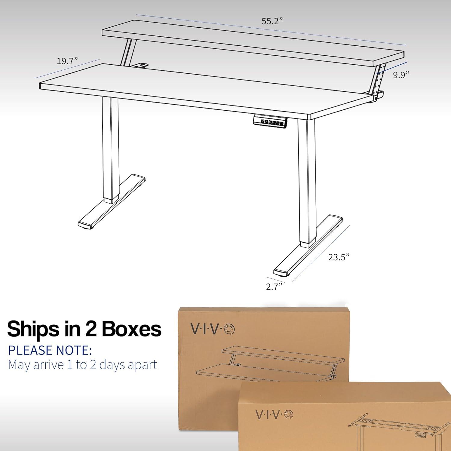 ErgoActive Black Dual-Tier Electric Adjustable Desk with Memory Controller