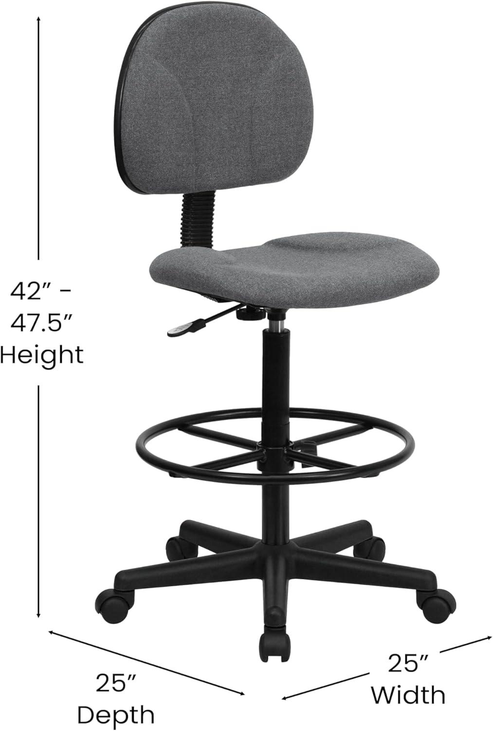 Flash Furniture Gray Fabric Drafting Chair (Cylinders: 22.5''-27''H or 26''-30.5''H)