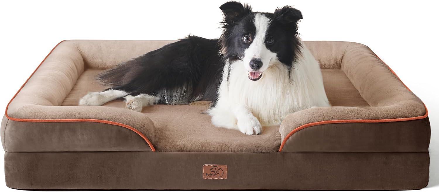 Orthopedic Dog Bed For Large Dogs - Big Washable Calming Dog Sofa Beds Large, Supportive Foam Pet Couch Bed With Removable Washable Cover, Waterproof Lining And Nonskid Bottom