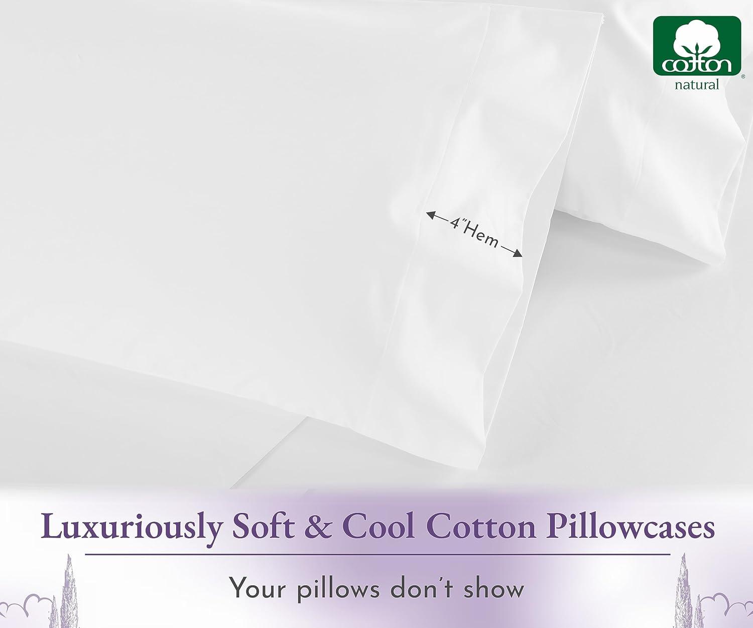 Luxury 1000 Thread Count Pillowcase Set, 100% Cotton Sateen by California Design Den