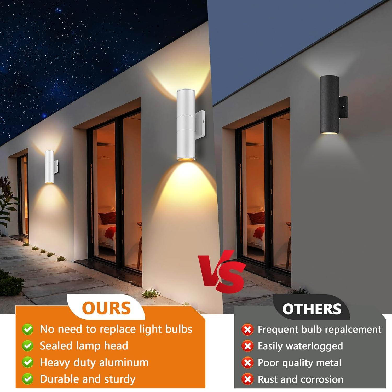 Outdoor Wall Light Fixtures: Cylinder Outdoor Wall Sconce Light - Aluminum Modern Exterior Wall Llights for Porch