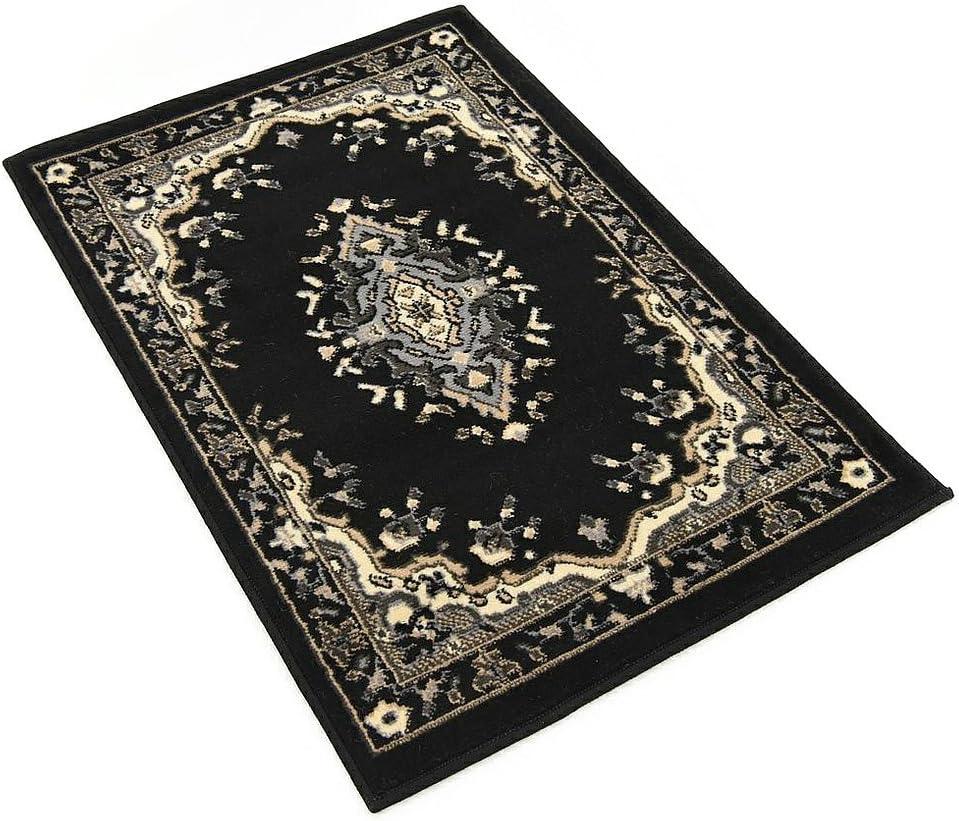 Unique Loom Washington Reza Rug Black/Beige 2' 2" x 3' 1" Rectangle Floral French Perfect For Living Room Bed Room Dining Room Office