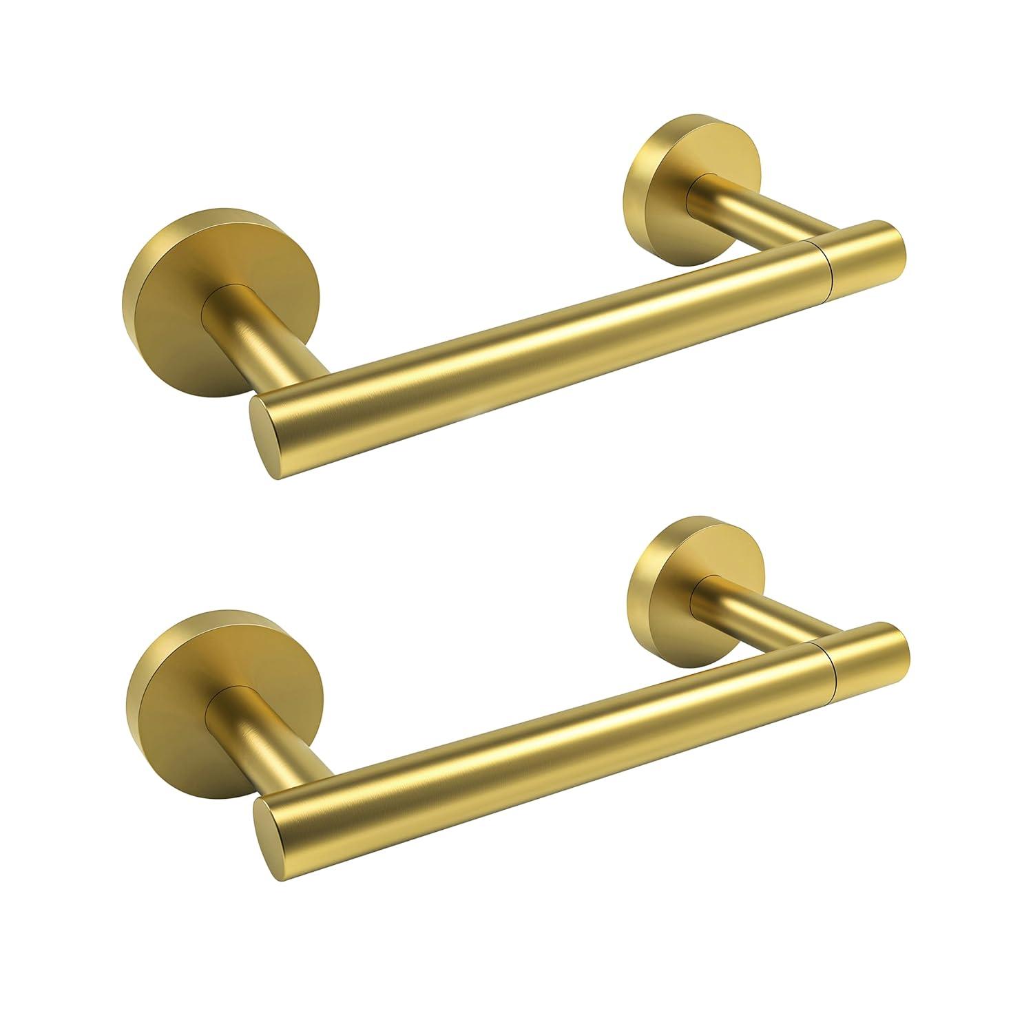 Fixsen Gold Toilet Paper Holder Bathroom Double Post Pivoting Tissue Roll Holder Stainless Steel and Zinc Alloy Wall Mount Detachable (Gold, 1)