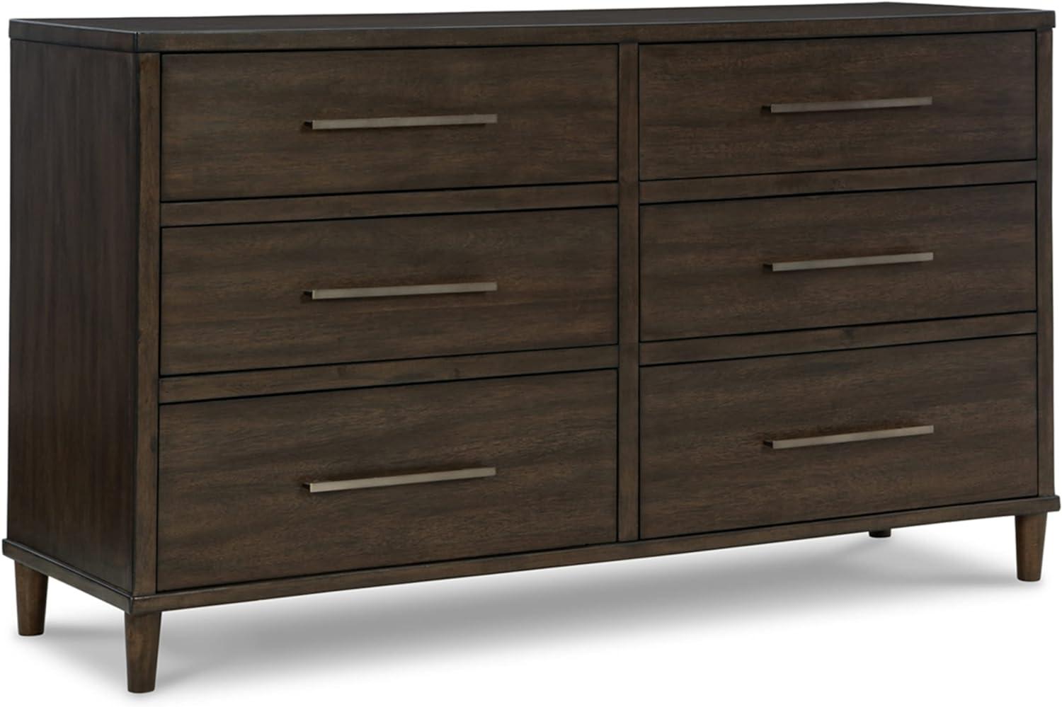 Mid-Century Modern 60" Brown Dresser with Dovetail Drawers