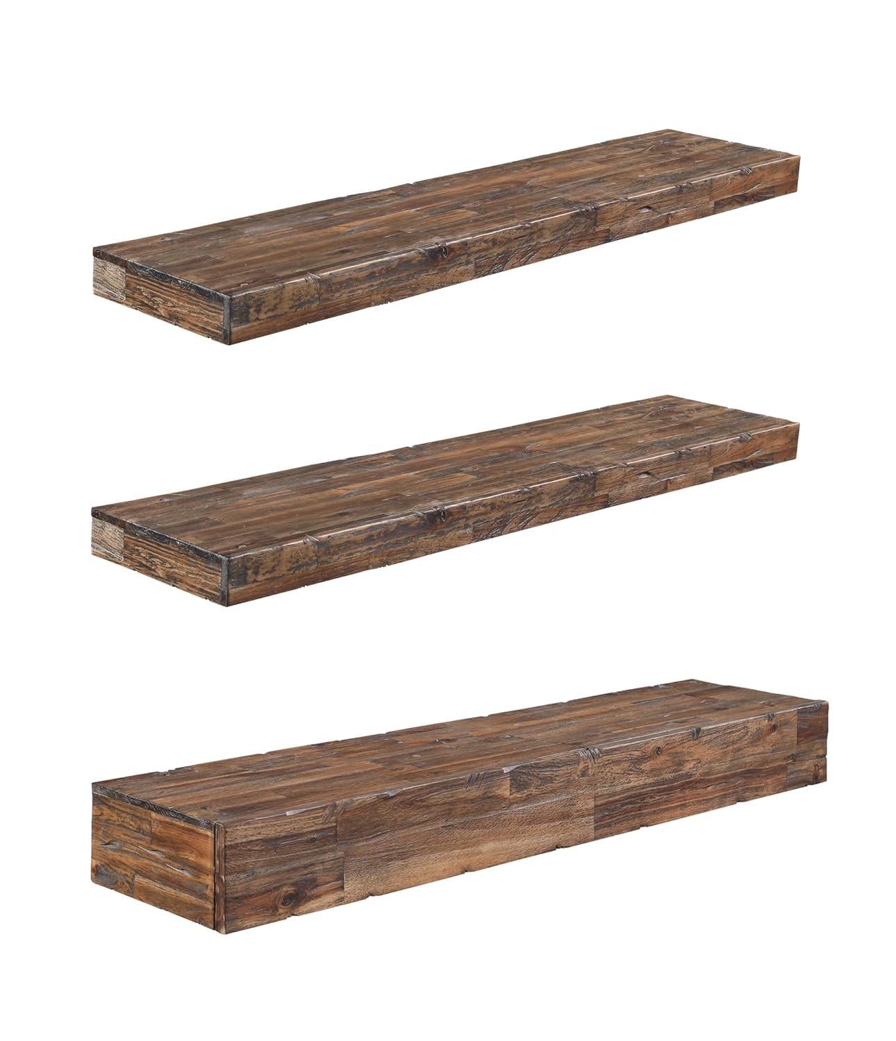 Northbeam Distressed Floating Shelf Set Hidden Storage Shelves Rustic 11.00 x 48.00 in, 3 Count