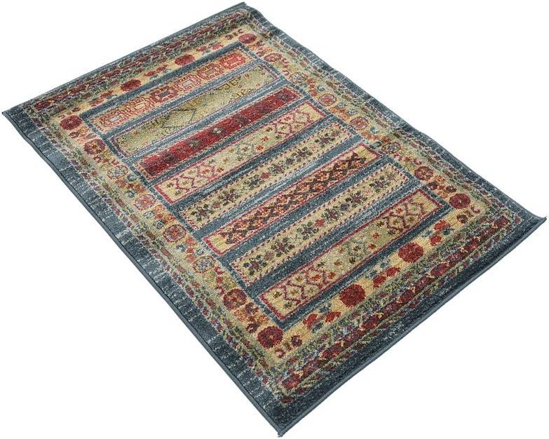 Unique Loom Pasadena Fars Rug Blue/Light Blue 2' 2" x 3' 1" Rectangle Striped Modern Perfect For Living Room Bed Room Dining Room Office