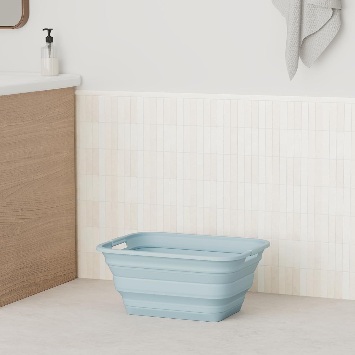 SAMMART 42L(11 gallon) Collapsible Plastic Laundry Basket, Sea Angel