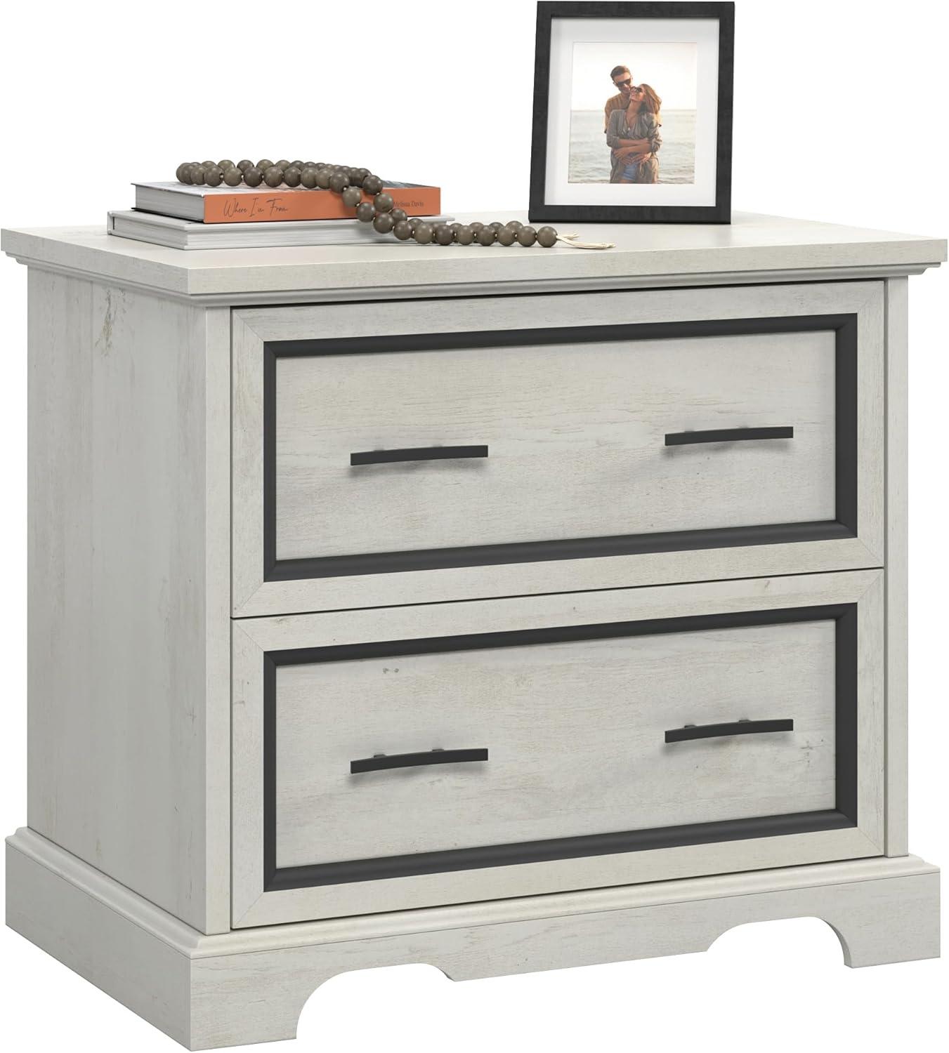 Sauder Carolina Grove 2 Drawer Lateral File Cabinet Winter Oak: Traditional Style, MDF, Metal Hardware, Laminate Surface