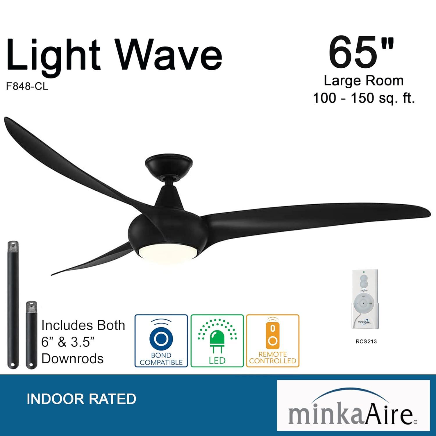 65" Minka Aire Modern Indoor Ceiling Fan LED Light Remote Control Coal for Living Room Kitchen Bedroom Family Dining House Office