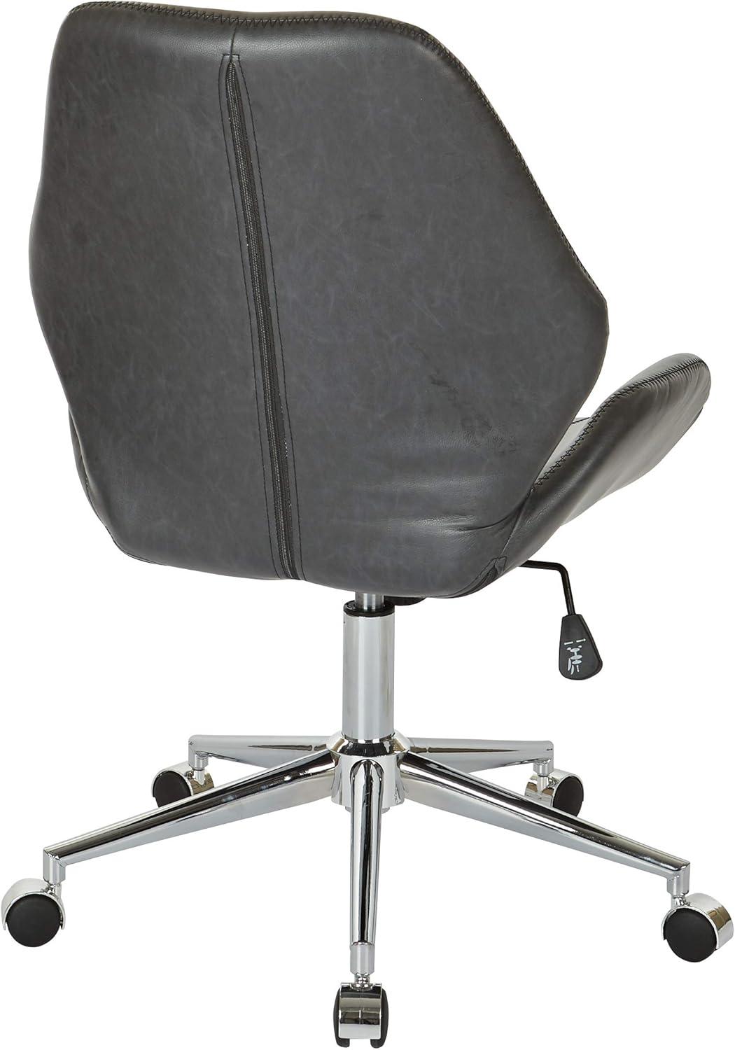 OSP Home Furnishings Chatsworth Office Chair in Black Faux Leather with Chrome Base