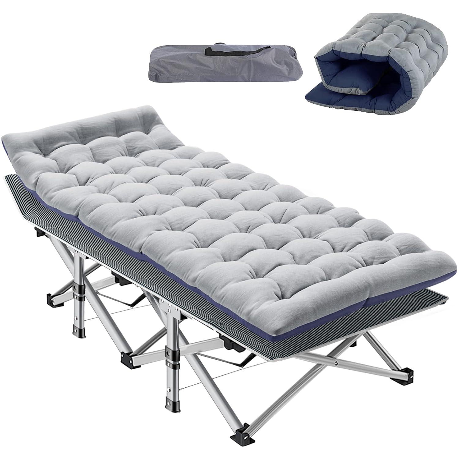 Himimi Portable Folding Camping Cot Sleeping Cot with Carry Bag and Mattress for Travel, Camping, Outdoor