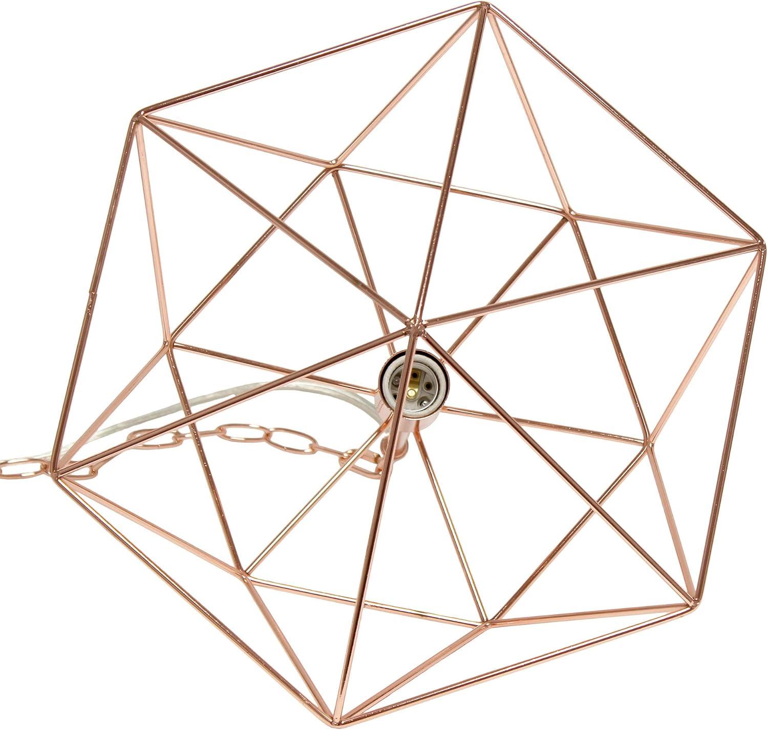 Modern 16" Geometric Diamond Shaped Rose Gold Pendant Light