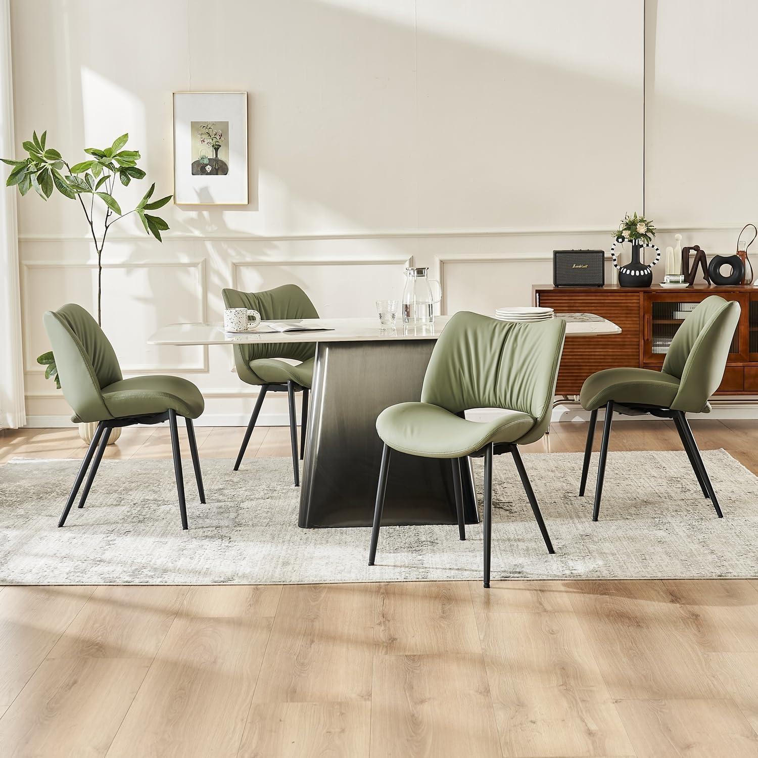 Mackensie Upholstered Dining Chairs Faux Leather Kitchen Chairs with Metal Legs