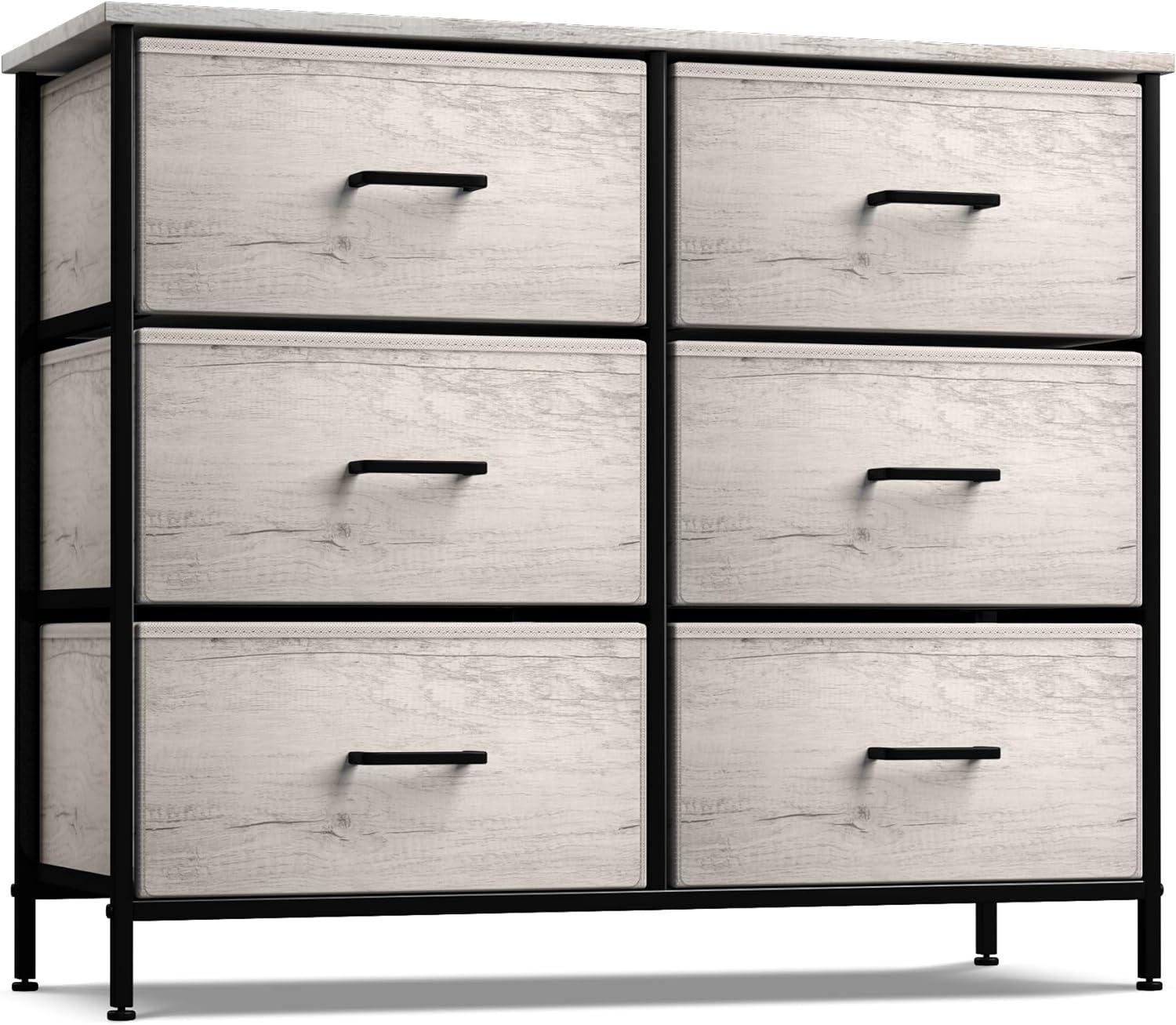 Greige Horizon 33" Nursery Dresser with 6 Fabric Drawers