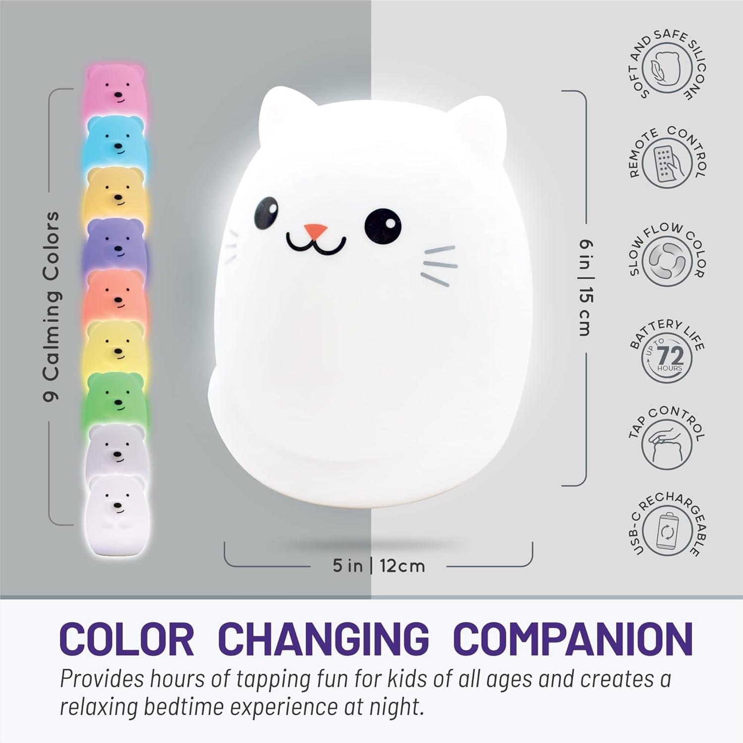 Adorable Cat-Shaped Silicone Nursery Night Light