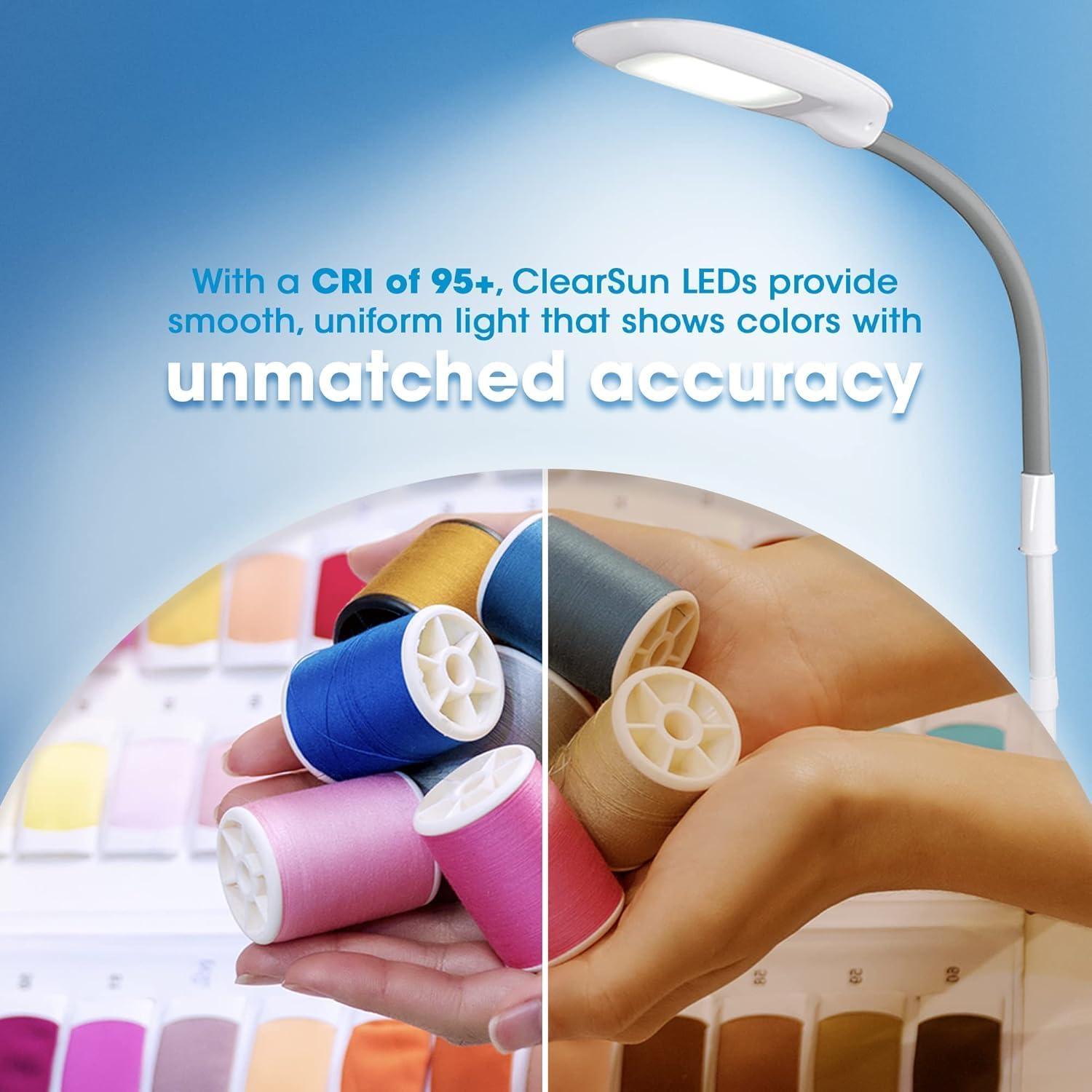 LED Floor Lamp with Magnifier - OttLite: ClearSun LED, Adjustable Height 47.5-64", Rimless Lens