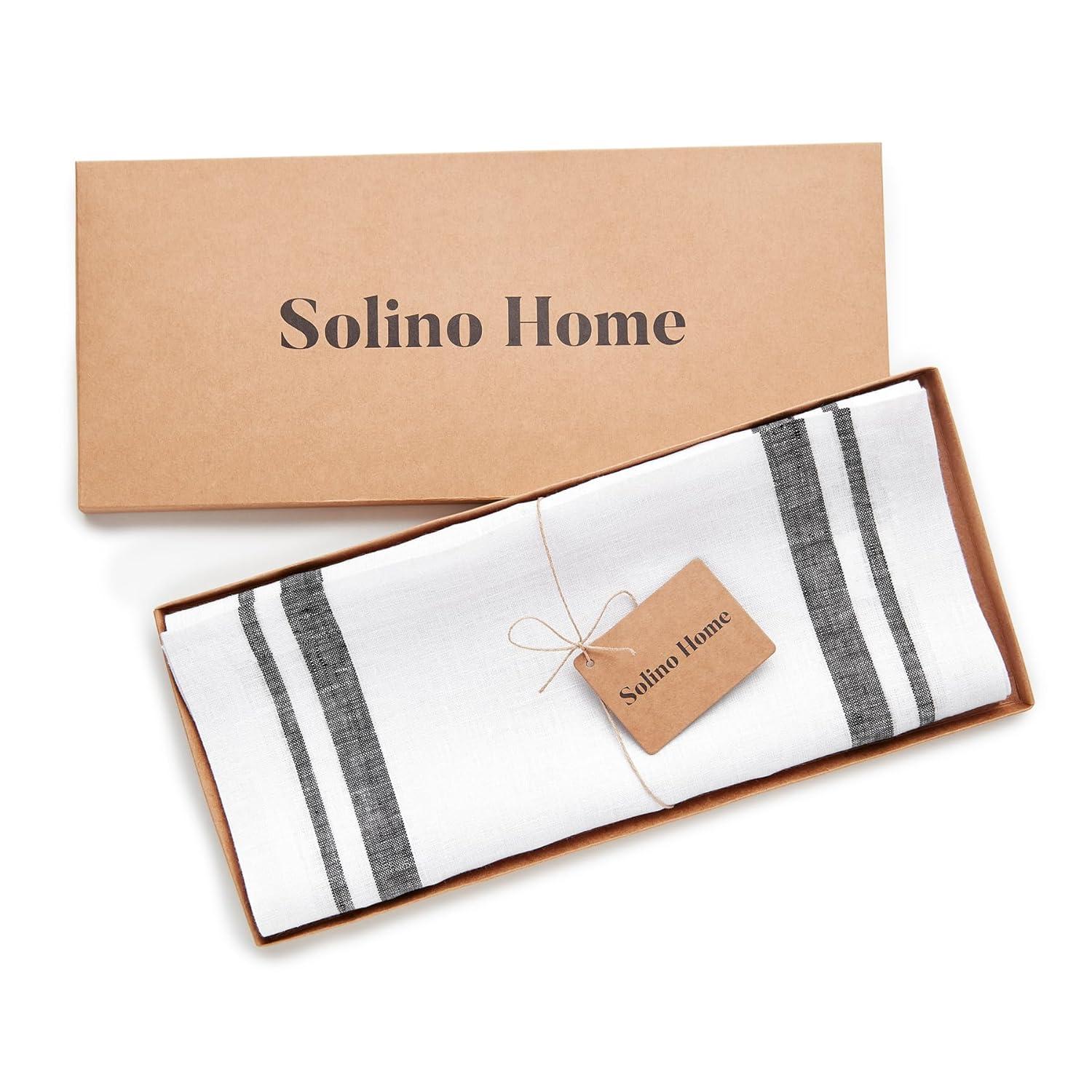 Solino Home French Stripe - 100% Pure Linen Table Runner