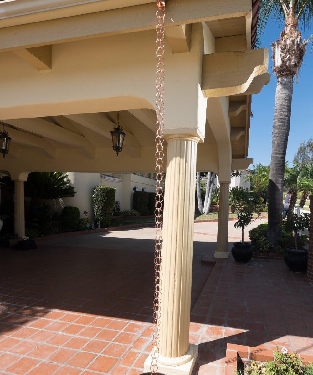Monarch Rain Chains Pure Copper Ring Rain Chain Replacement Downspouts for Gutters