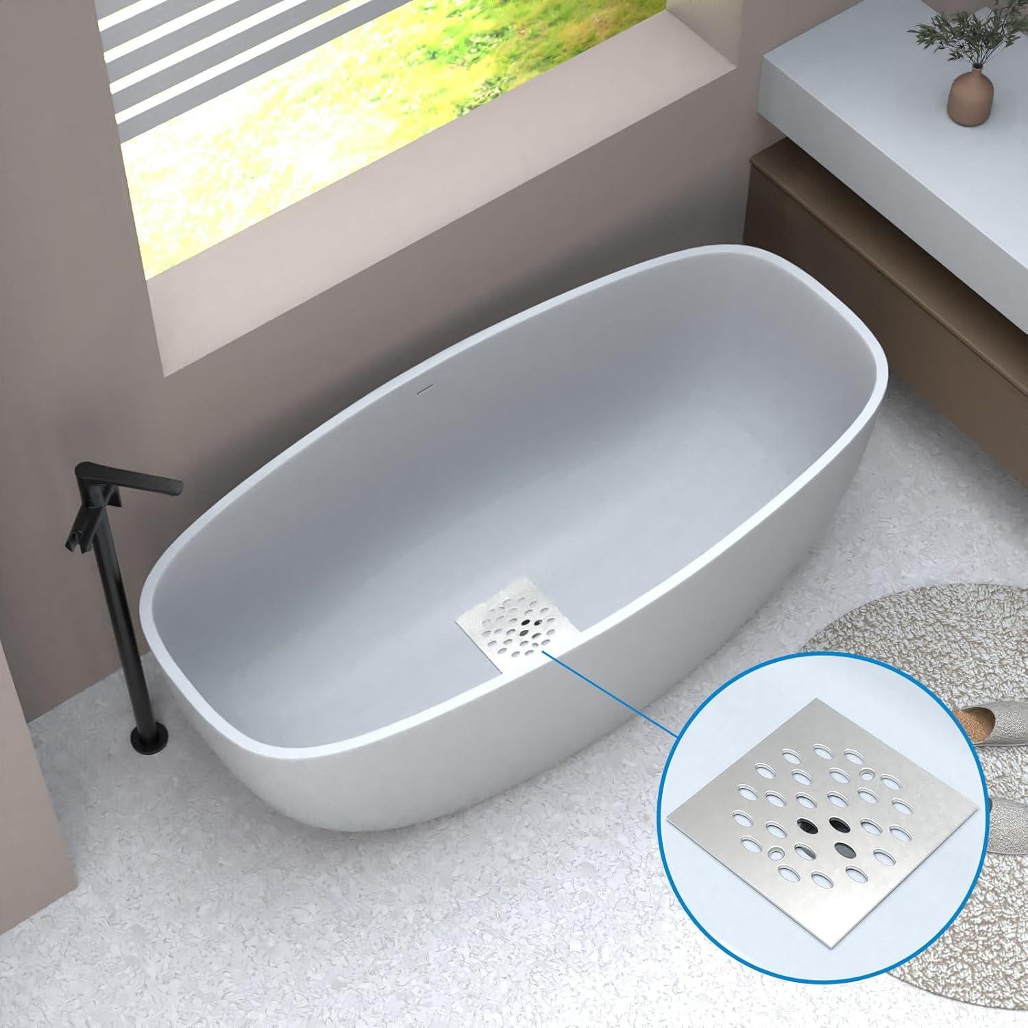 4010171 DRAIN COVER SQR SNP CHR Danco 4-1/4 in. Chrome Gray Square Drain Cover (Pack of 1)