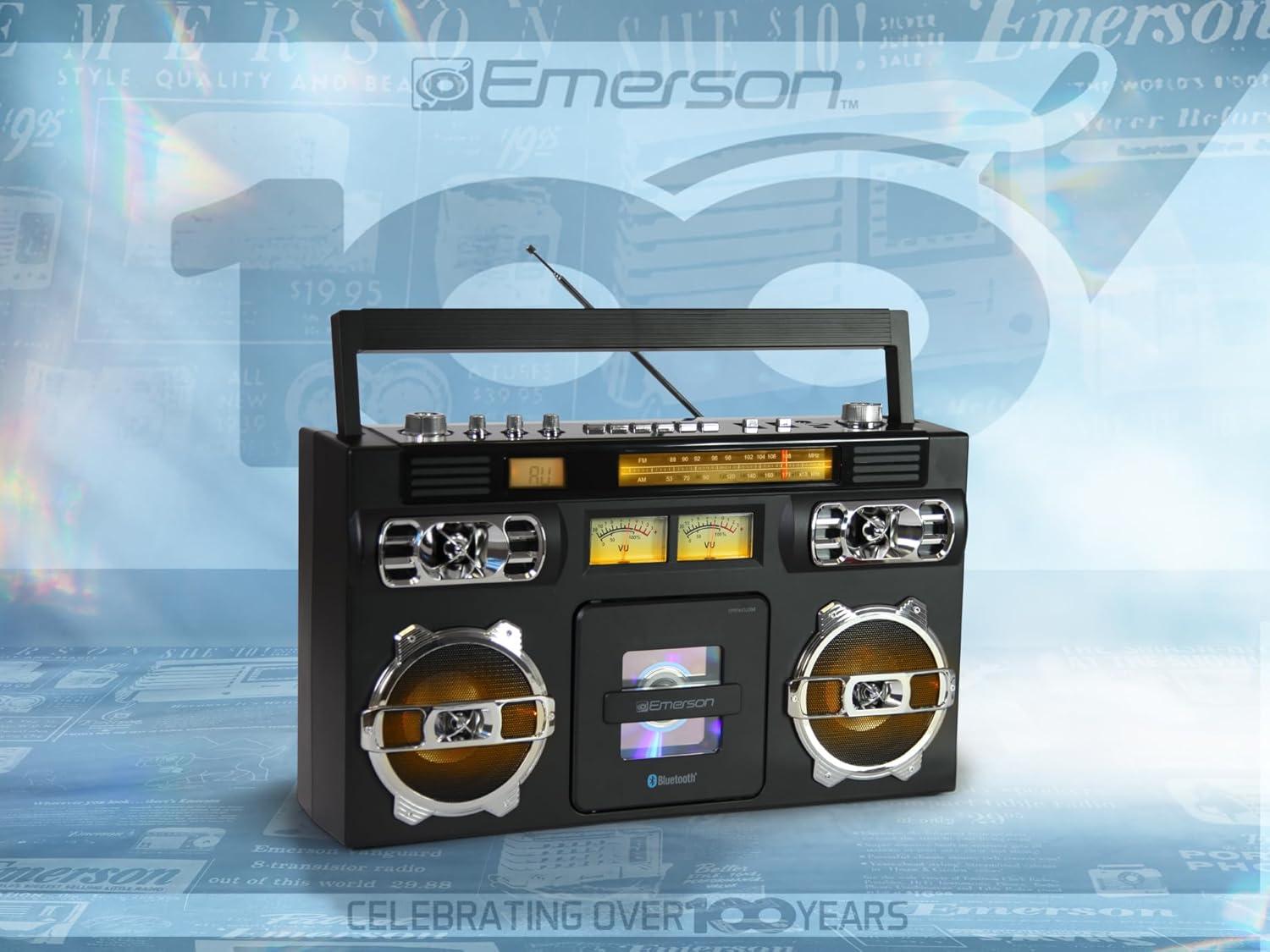 Emerson® Bluetooth® CD/Radio Retro Boom Box, Black, EPB-3004