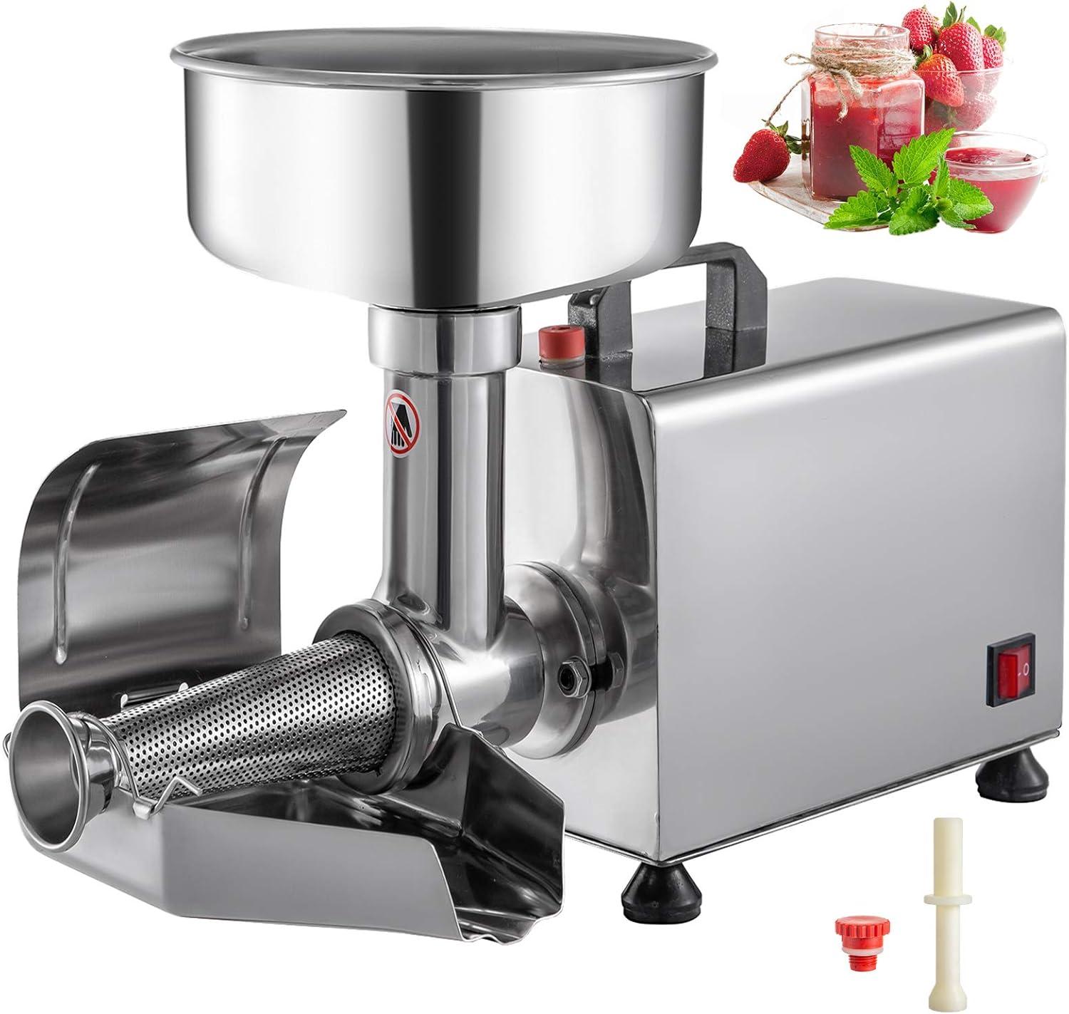 Stellweilan Tessberg 110V Electric Tomato Strainer 370W Commercial Grade Tomato Milling Machine Stainless Steel Tomato Press and Strainer 90-160 Kg/H Pure Copper Motor Food Strainer and Sauce Maker