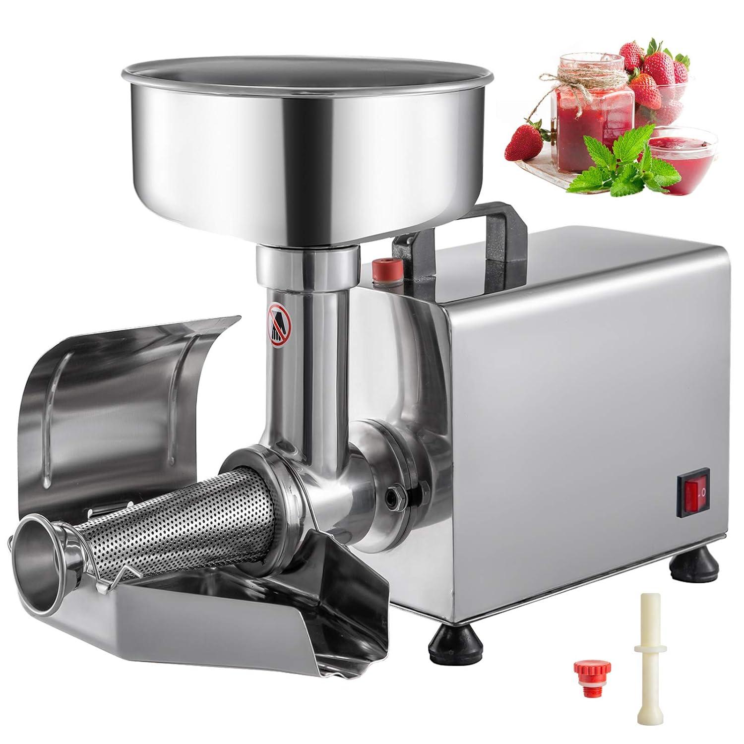 Stellweilan Tessberg 110V Electric Tomato Strainer 370W Commercial Grade Tomato Milling Machine Stainless Steel Tomato Press and Strainer 90-160 Kg/H Pure Copper Motor Food Strainer and Sauce Maker