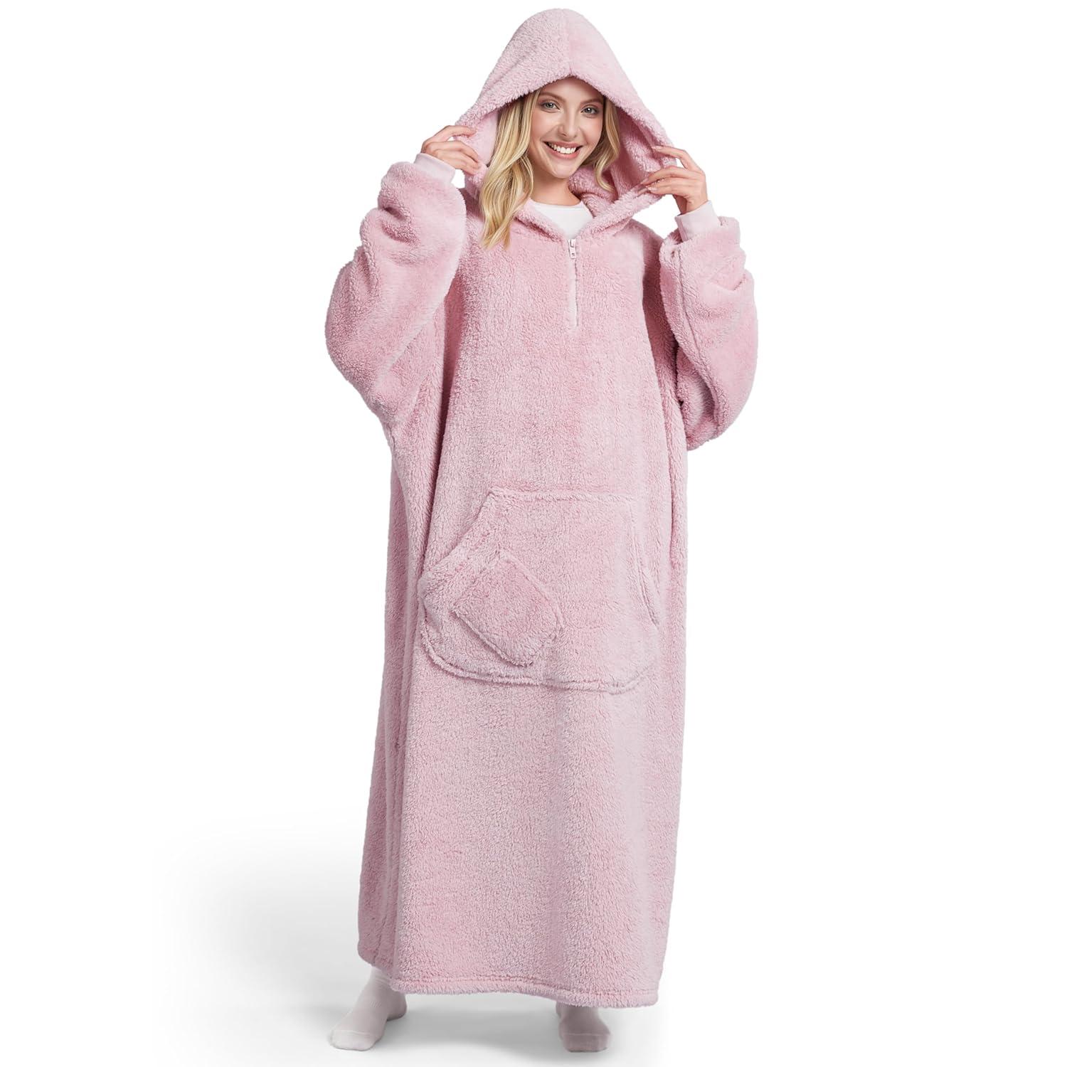 Bedsure Bedsure Wearable Blanket Hoodie Gifts For Women - Cozy Sherpa Hoodie Blanket For Adult Men, Warm Hooded Blanket Sweatshirt