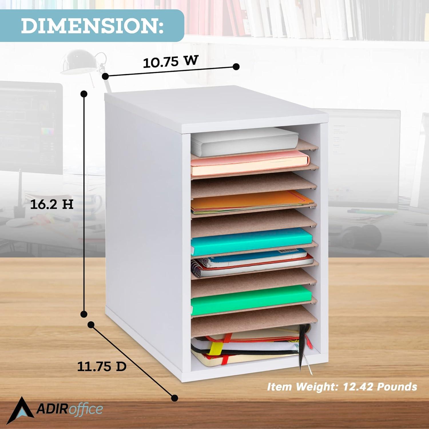 White 11-Slot MDF Vertical Paper Sorter Organizer