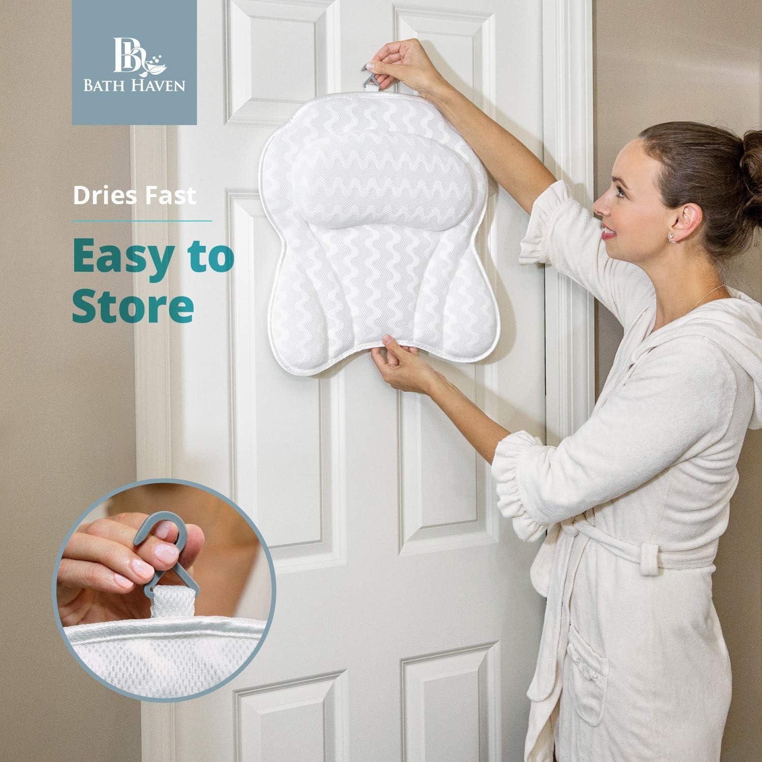 Bath Haven Bath Pillow for Bathtub, 3D Air Mesh Thick Soft Bath Pillow, White