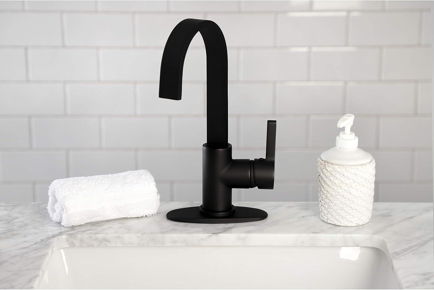 Matte Black Single-Handle Bar Faucet with High Spout