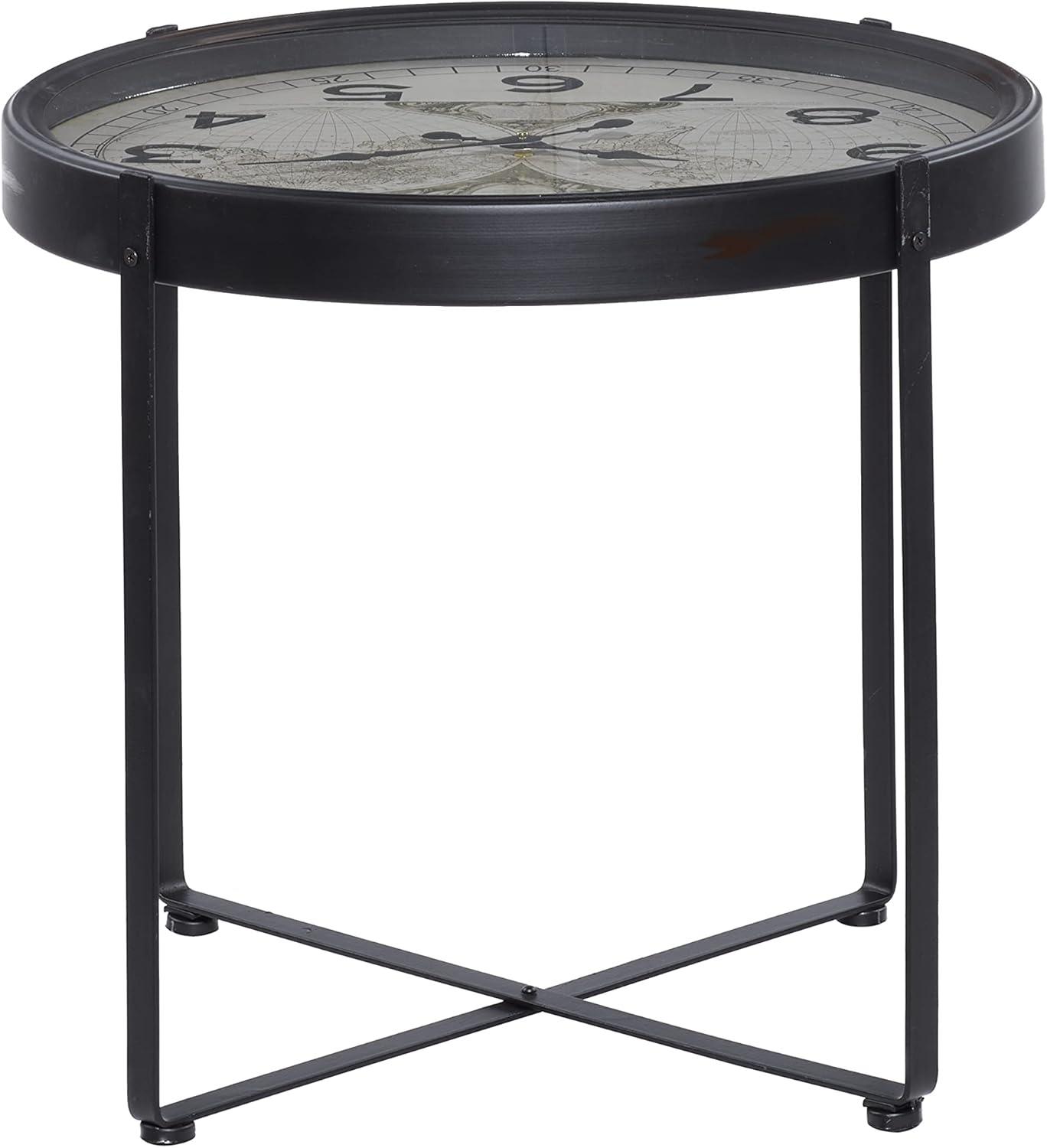 DecMode 24"W, 22"H MDF and Metal Farmhouse Accent Table, Black, 1-Piece