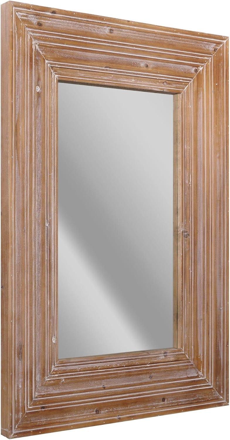 Head West Natural Whitewash Wood Farmhouse Wall Accent Mirror - 30 x 40
