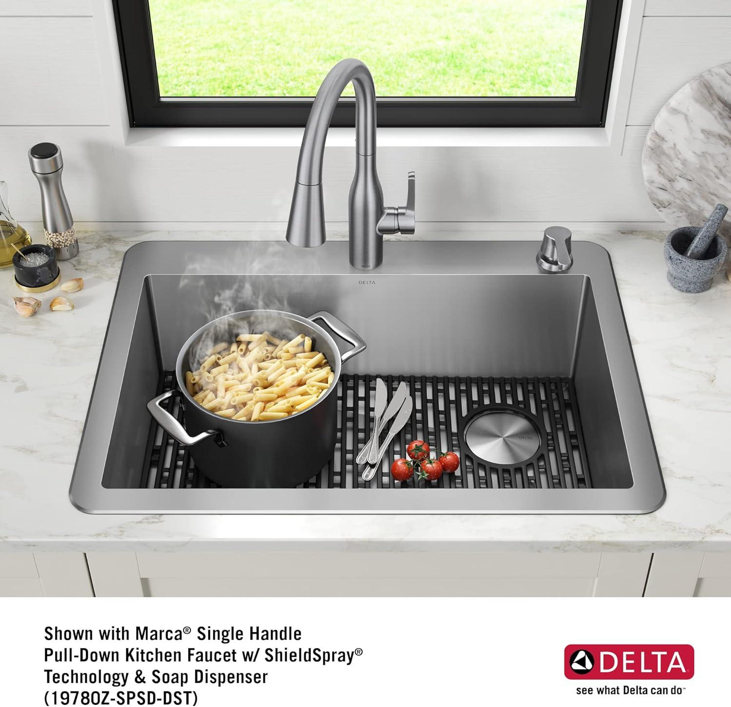 Delta Marca™ Drop-In Undermount Stainless Steel Single Bowl Kitchen Sink with Accessories