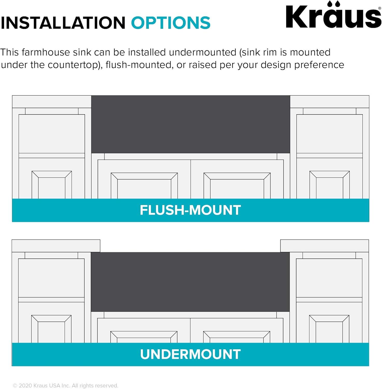 KRAUS Turino™ 33" L Farmhouse Reversible Apron Front Fireclay Single Bowl Kitchen Sink