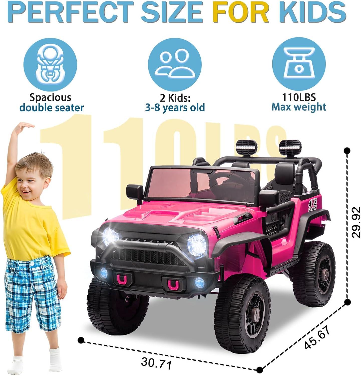 Ancheer 24V Real 2 Seater Ride On Toys Electric SUV Jeep Car With Remote Control,2WD/4WD Switchable, 4X100W Motor, Bluetooth, Music, USB, Lights