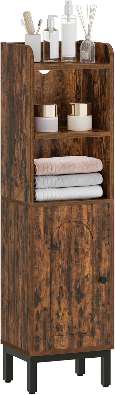 Mercer41 Bathroom Storage Cabinet, Small Corner Floor Cabinet with Door and Shelves, Narrow Toilet Paper Cabinet, Bathroom Organizer with Adjustable Shelf, for Small Spaces