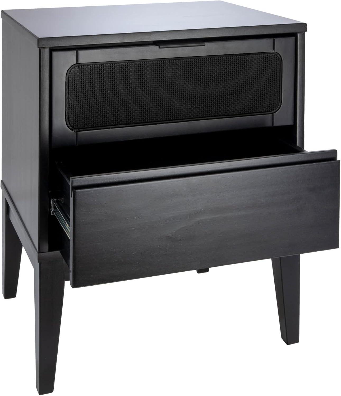 Storied Home Crawford Nightstand: Modern Bohemian Style, Solid Wood, Square Shape, 24" High