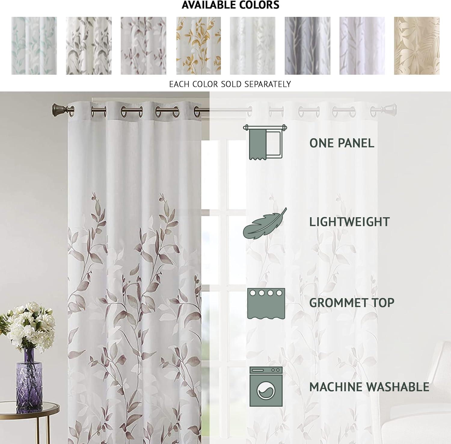 50"x84" Madison Park Sheer Rosalie Burnout Printed Curtain Panel