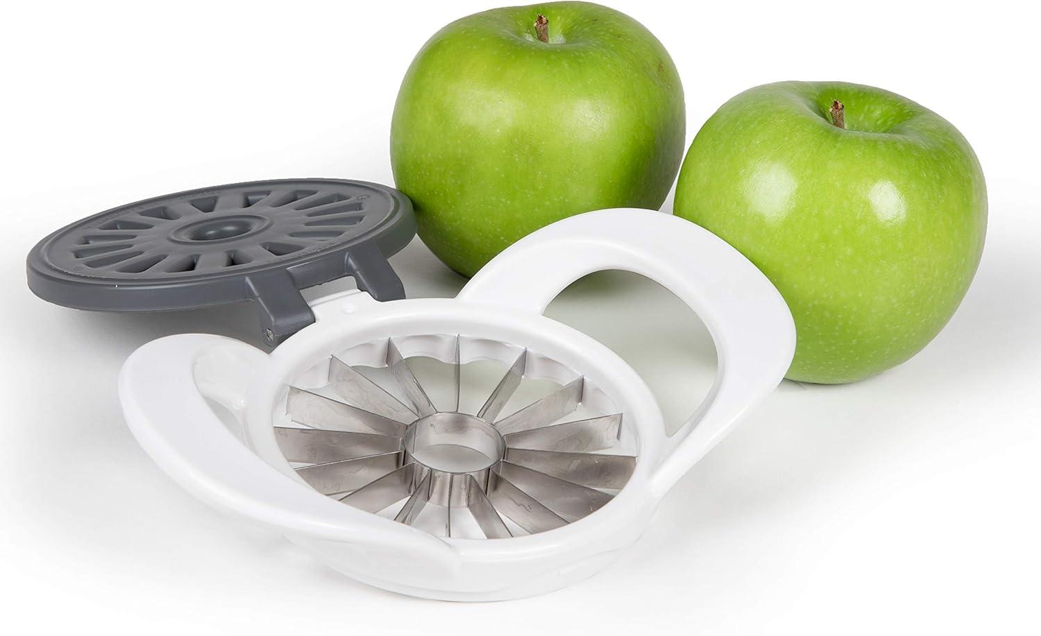 White and Gray 16-Slice Apple Slicer and Corer with Safety Cover