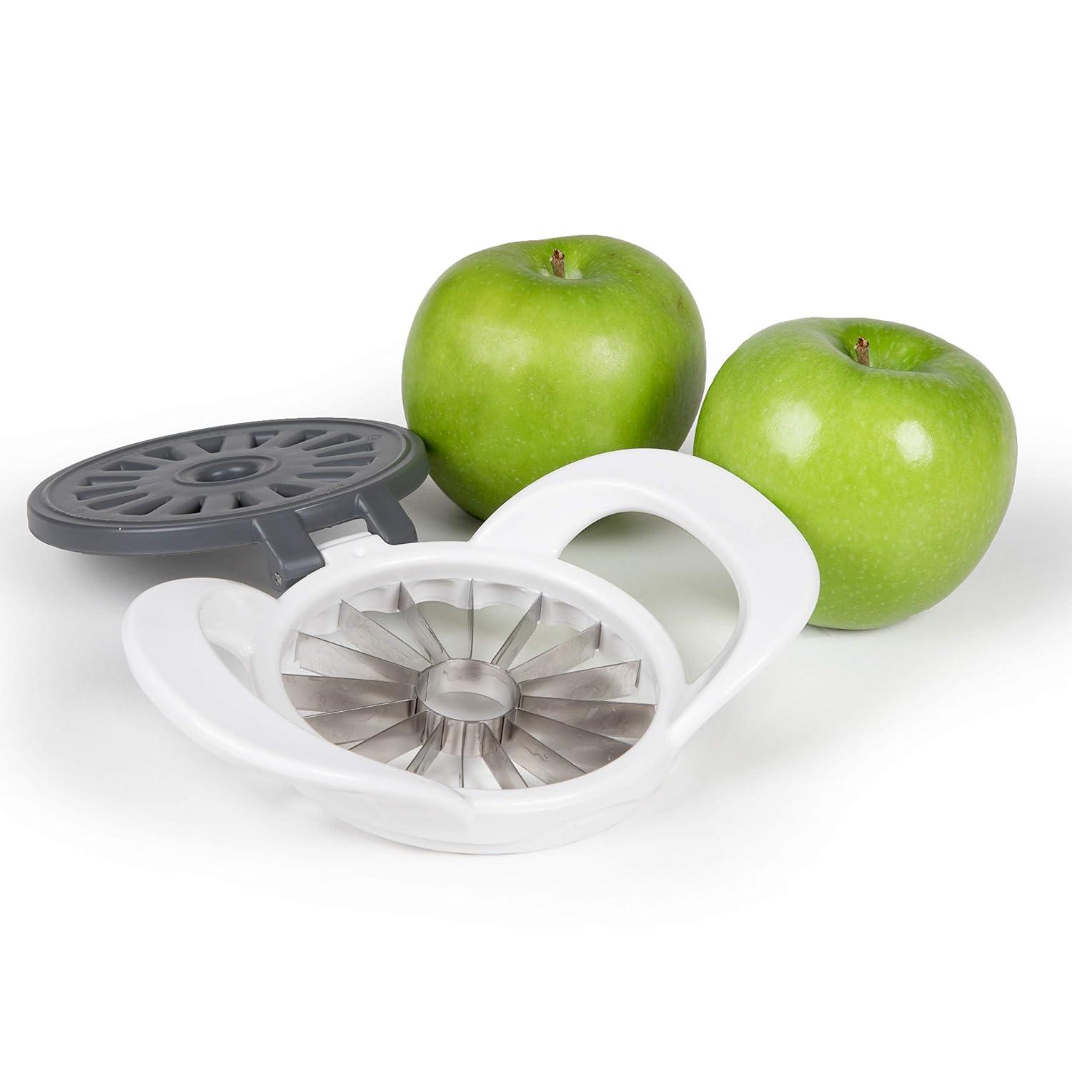 White and Gray 16-Slice Apple Slicer and Corer with Safety Cover