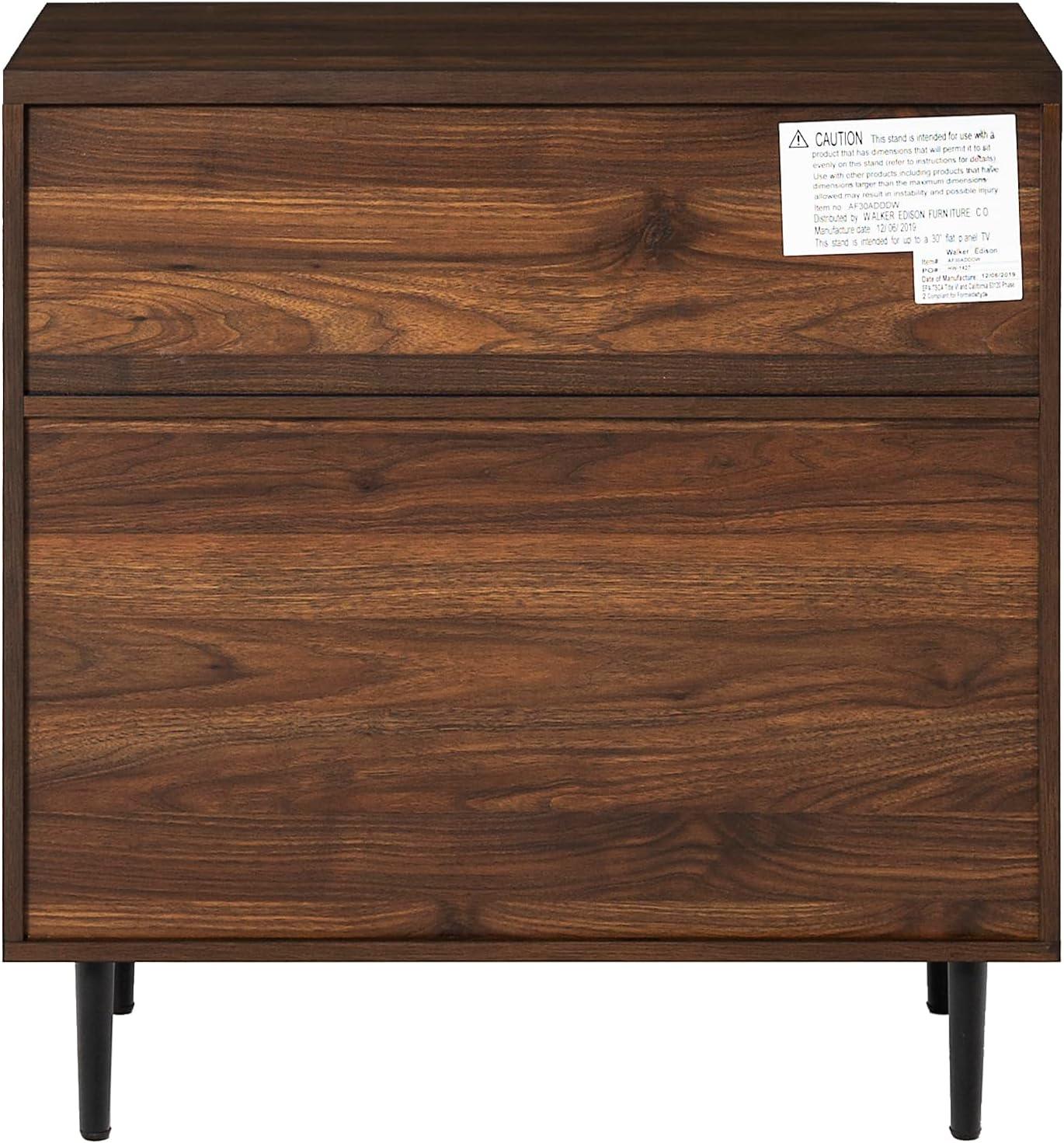 Walker Edison Modern Color Pop Accent Cabinet, Dark Walnut/Navy Interior