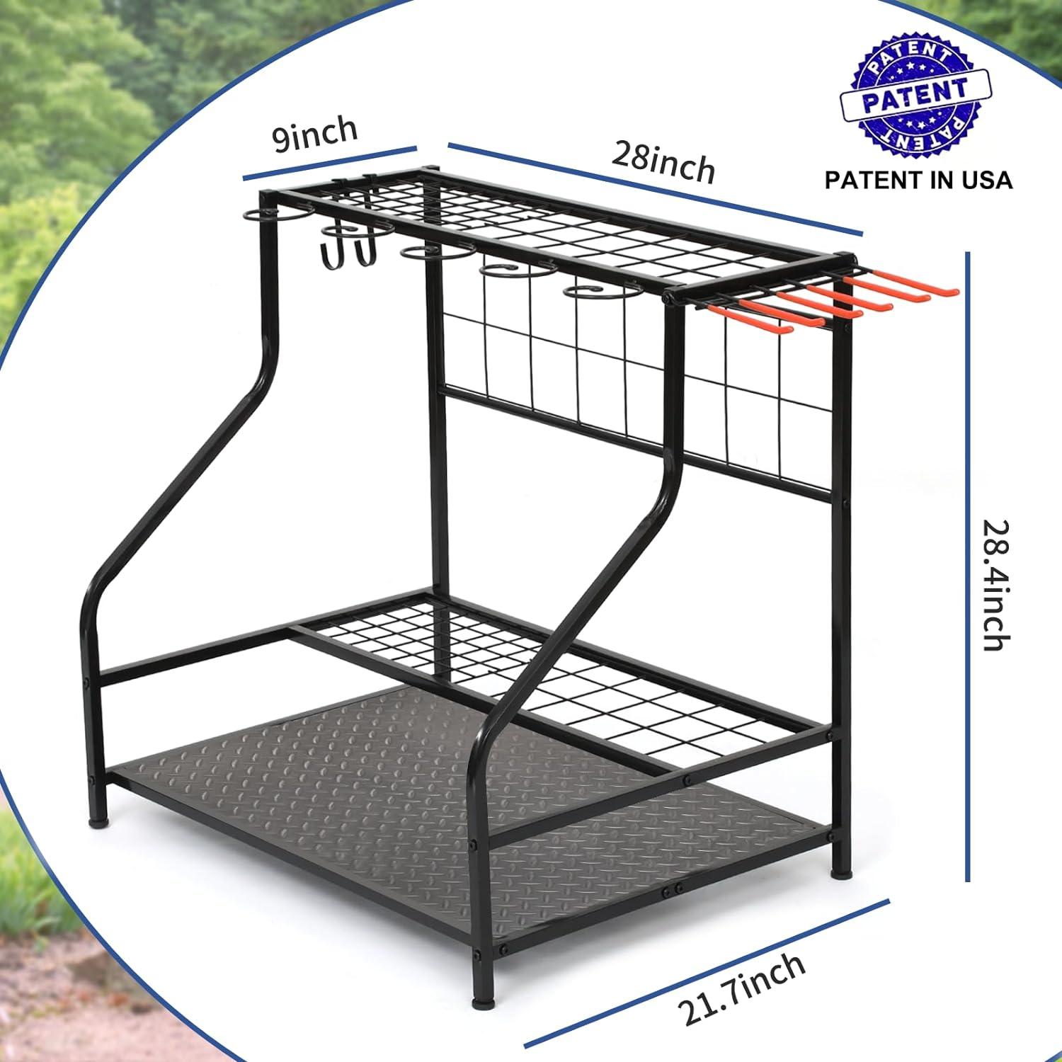 RILVIX Garden Tool Organizer for Garage, Holds Up to 58 Tools, Yard Tool Rack, Shed & Outdoor Tool Stand, Black
