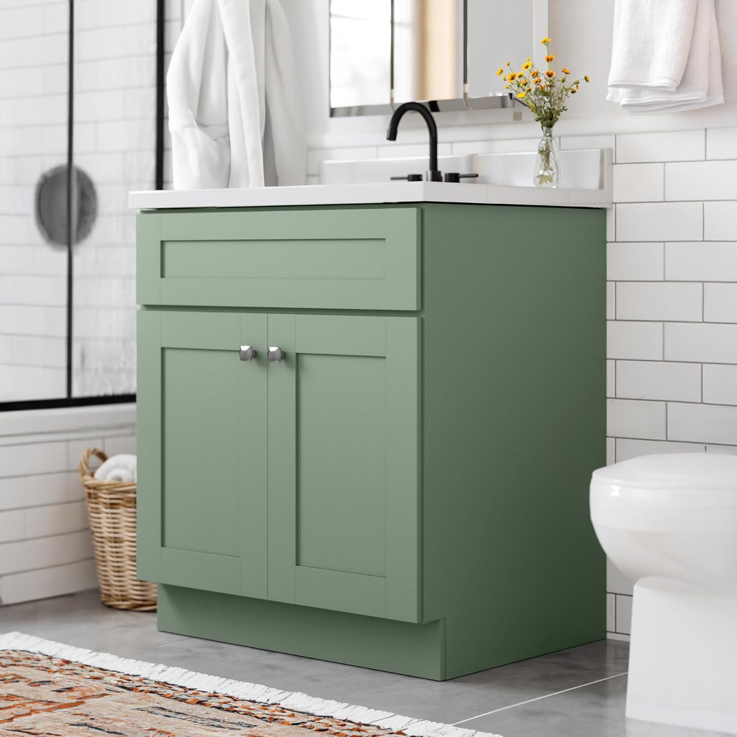 Evergreen Fog 30-Inch Freestanding Wood Bathroom Vanity