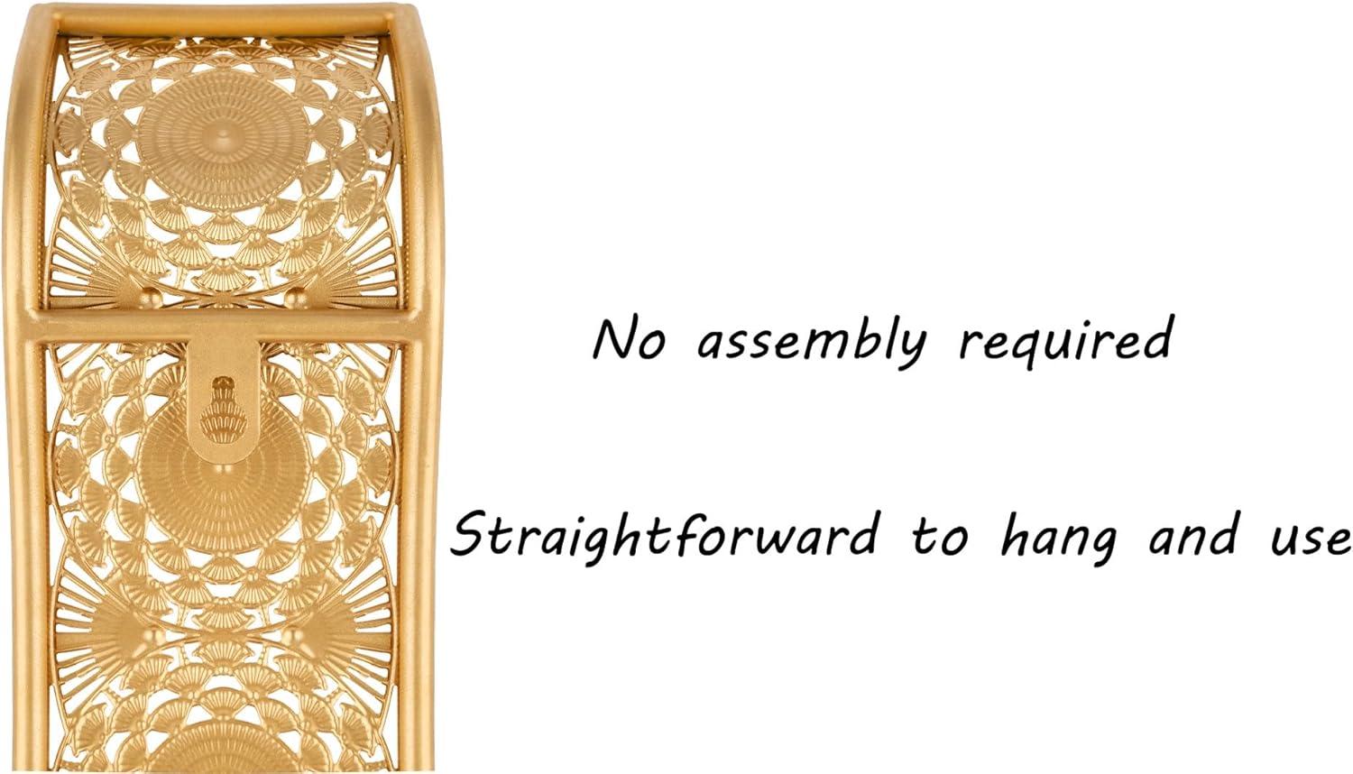 Wall Candle Sconce Set of 2,Gold Metal Wall Mount Candle Holder，Spanish Baroque Hollow Carving Wall-Mounting Sconces for Living Room, Bathroom, Dining Areas,Hallways Decorations