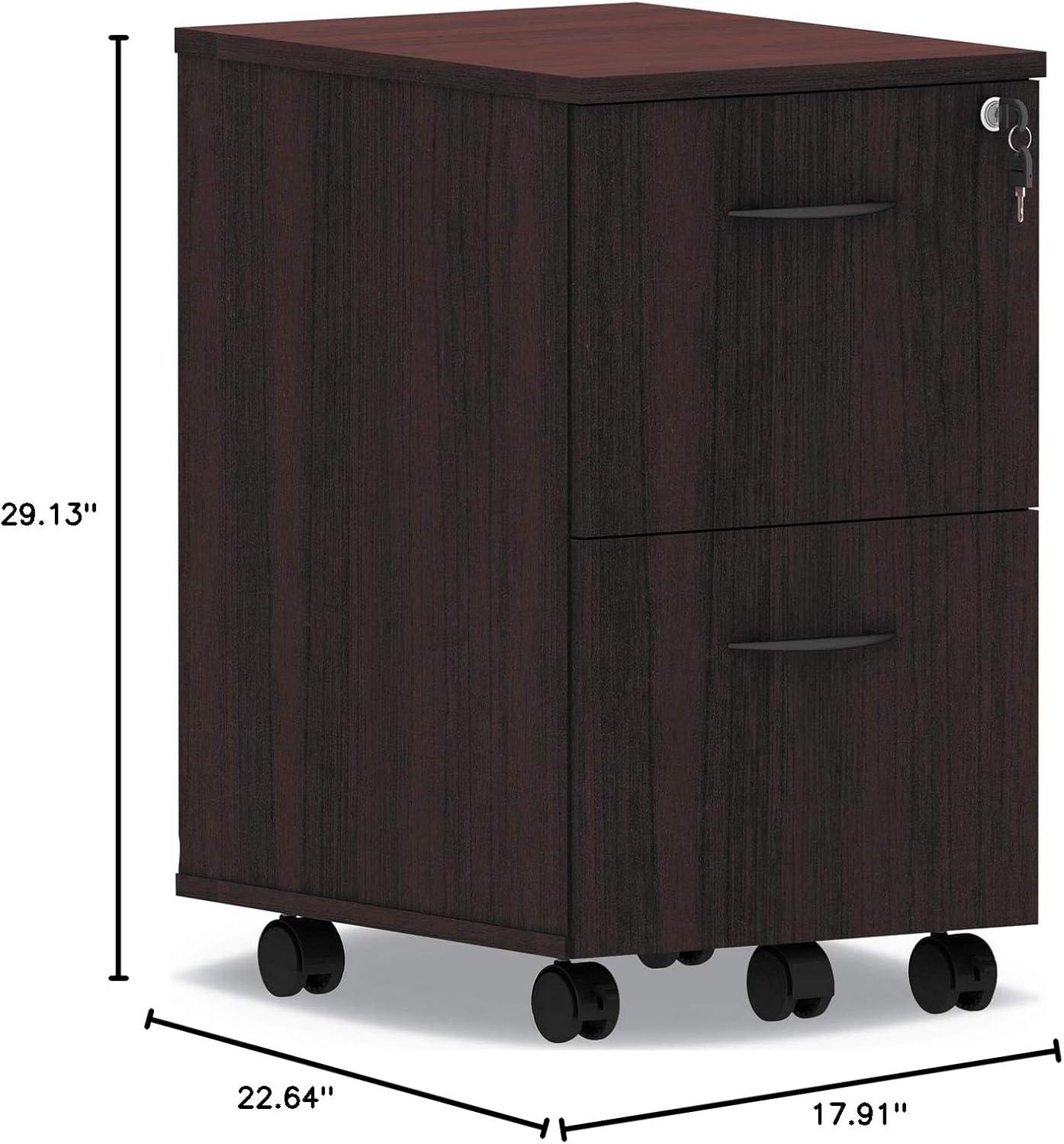 Mahogany 2-Drawer Lockable Mobile File Pedestal