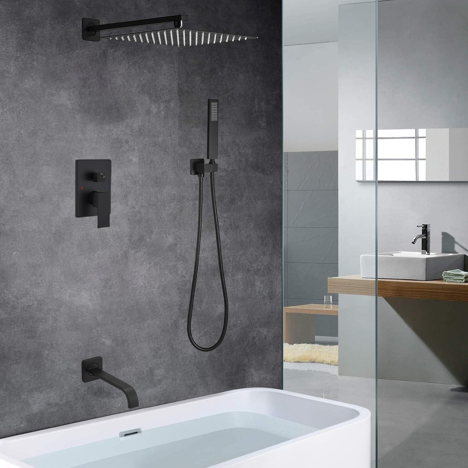 Matte Black Stainless Steel Multi-Head Rain Shower System