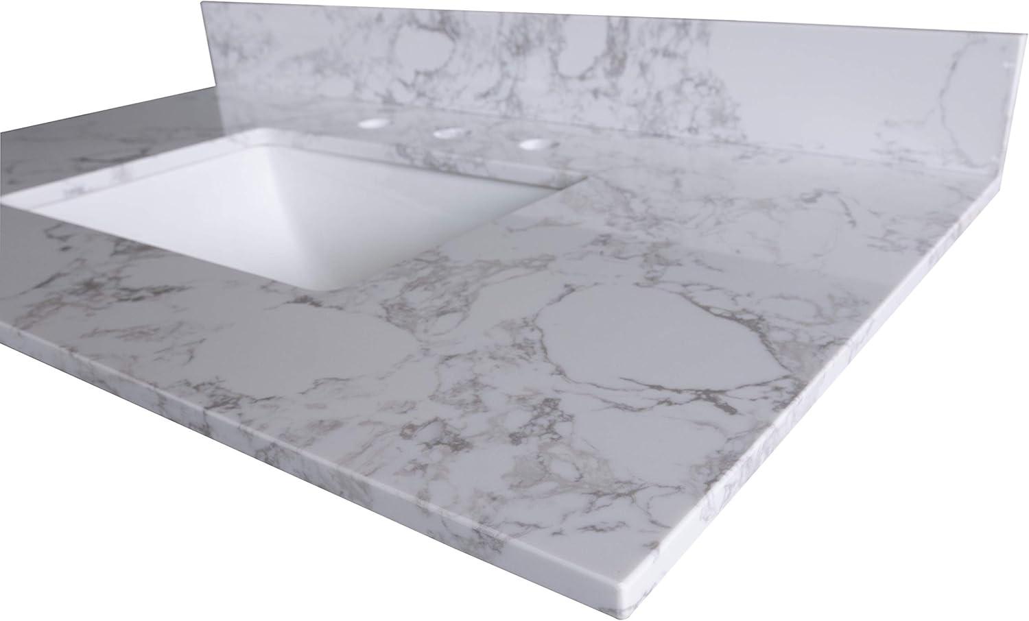 Miekor Ceramic Carrara White 43 inch x 22 inch Bathroom Vanity Top